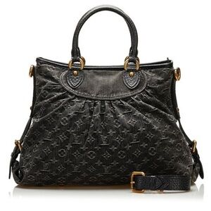 ***CERTIFIED AUTHENTIC Louis Vuitton Black Monogram Denim Neo Cabby MM Bag